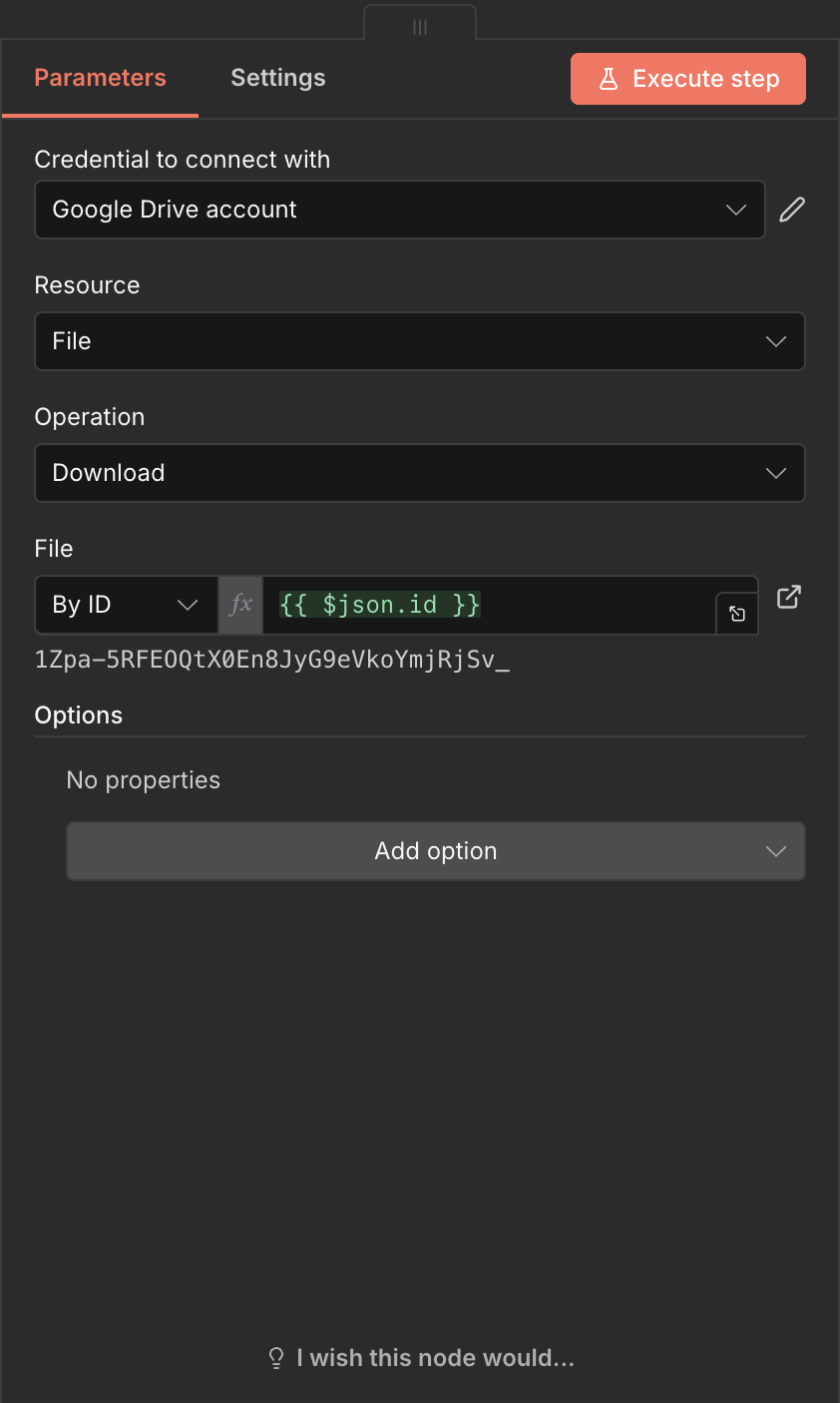 Configuring Download File node in n8n